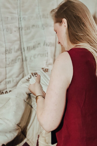 Suzanne Vellema at work in her art studio